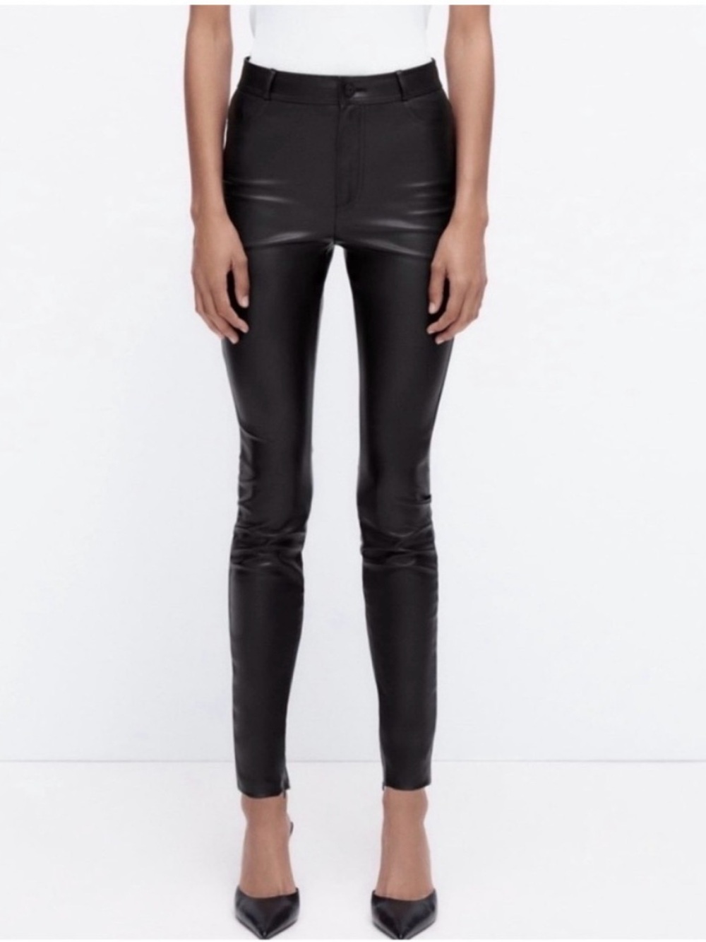 Zara Black Faux Leather Skinny Pants